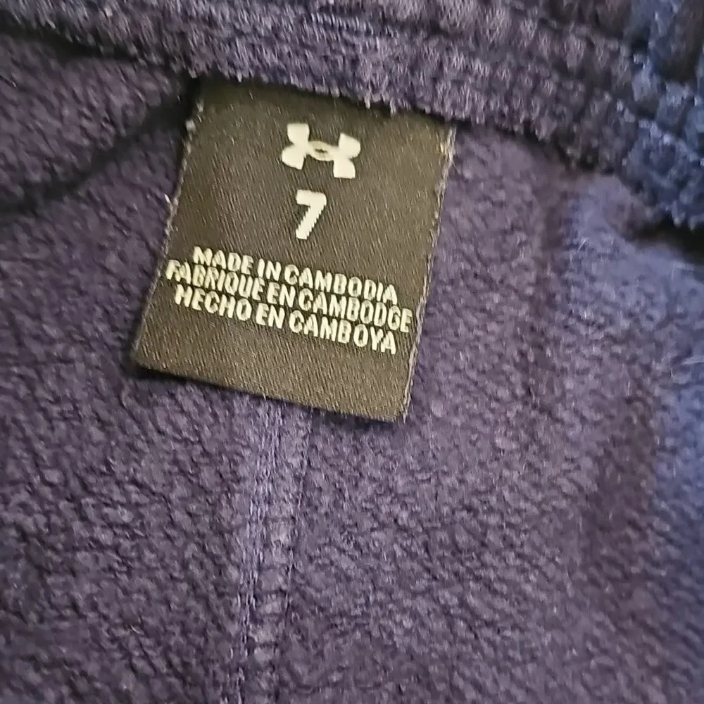 Under Armour Kids' Dark Blue Joggers with Orange Logo Size 7